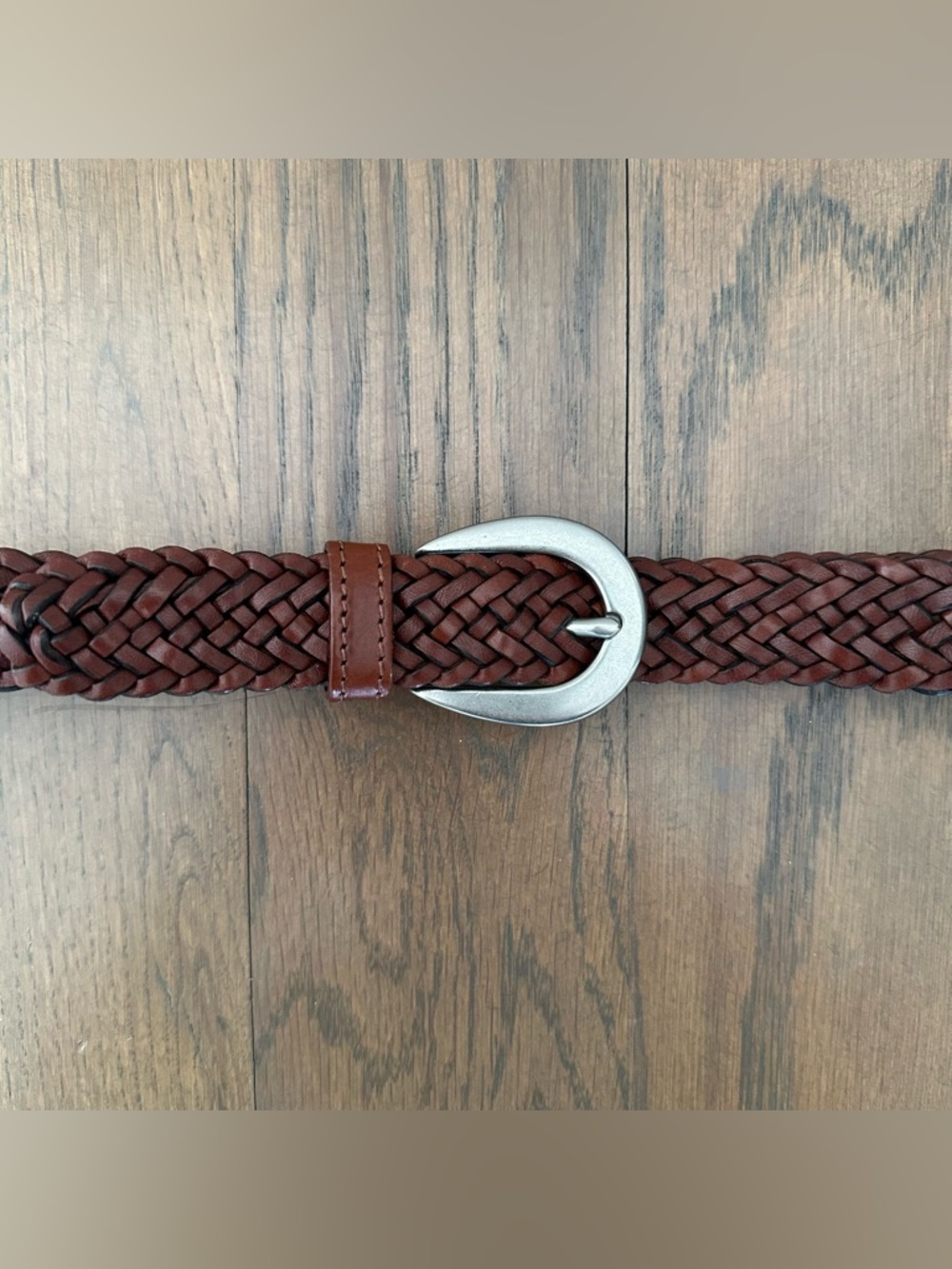 Vintage Coach 8518 Braided Leather Belt Oval Buckle Brown, Brushed Silver Small - Picture 4 of 9